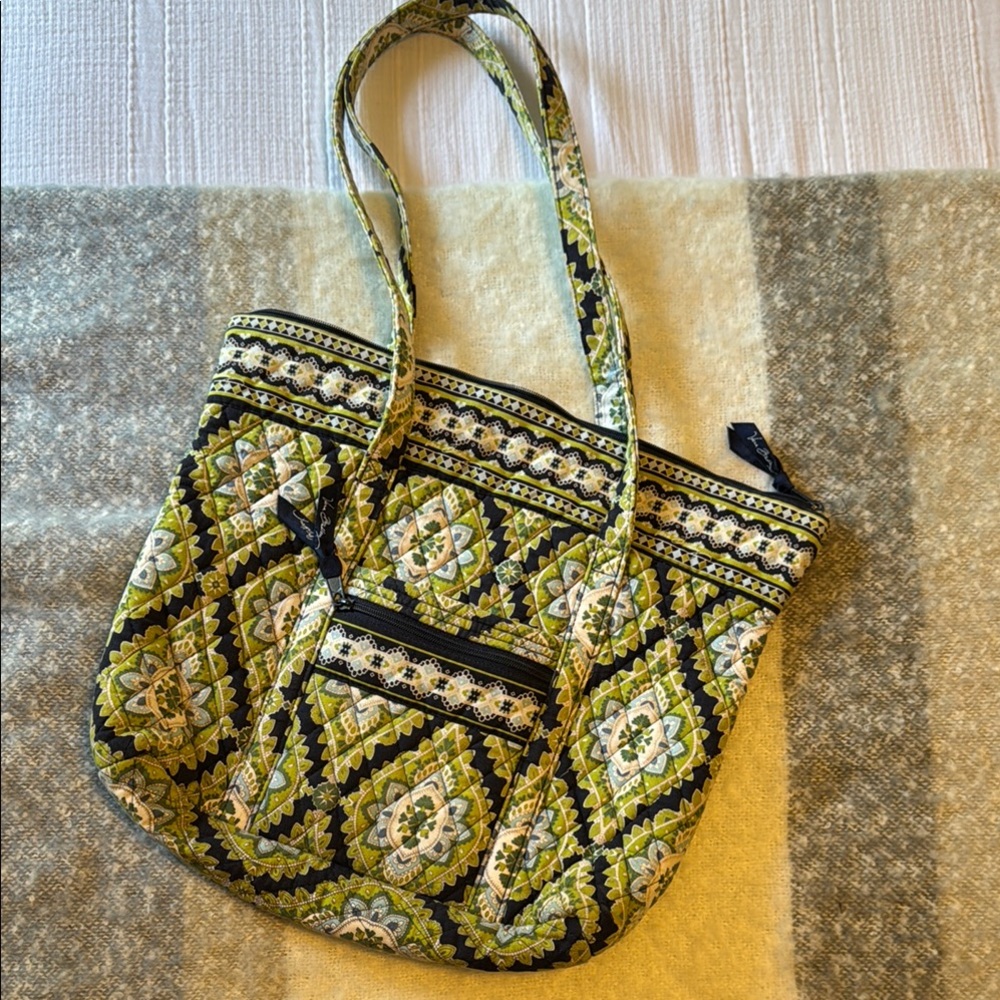 Vera Bradley Floral Quilted Tote Bag - Green and Blue Paisley